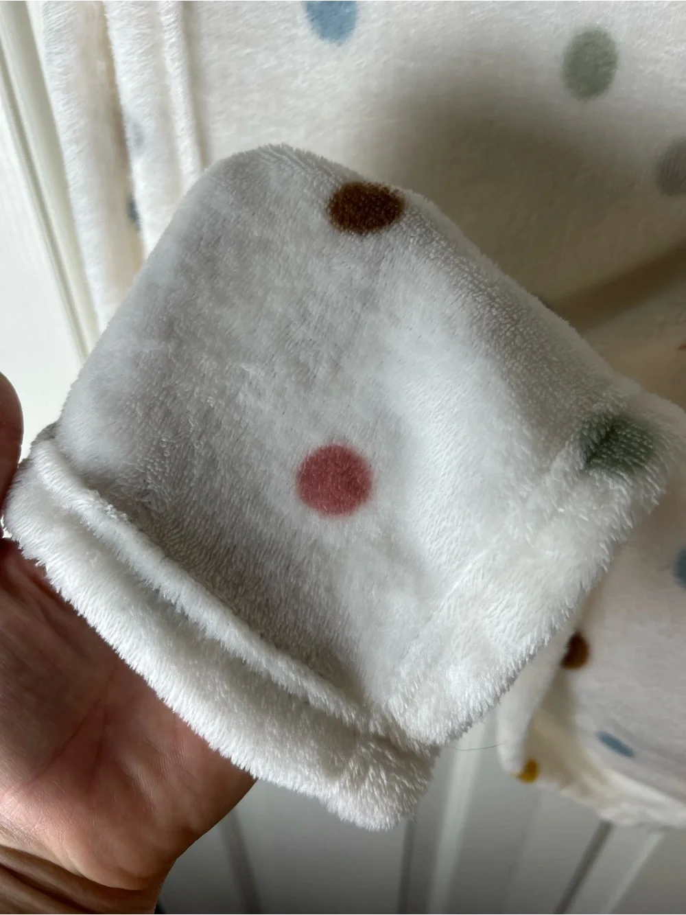 Parent's Choice Polka Dot Baby Blanket White Gray Blue Green Brown Neutral Plush